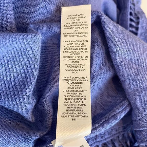 Chico’s blue linen crochet lace accents cardigan sweater - Picture 9 of 10